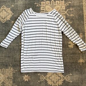 Striped Long Sleeve Tee - White with Black Stripes